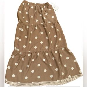 Polka Dot Tiered Brown Skirt